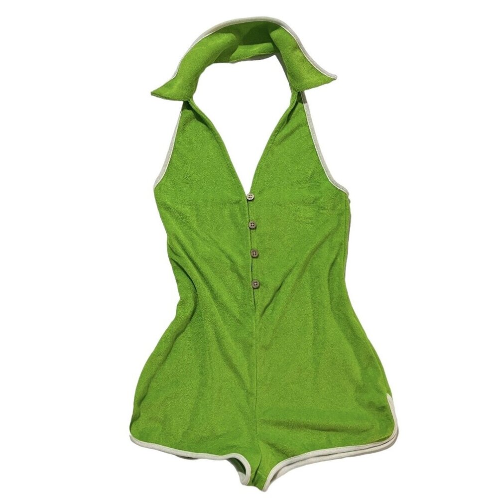 Urban Outfitters Trisha Romper Size XS Terry Cloth Collared Halter Beach CoverUp